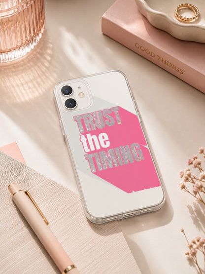 Coque iPhone semi-transparente Trust the Timing – Rose