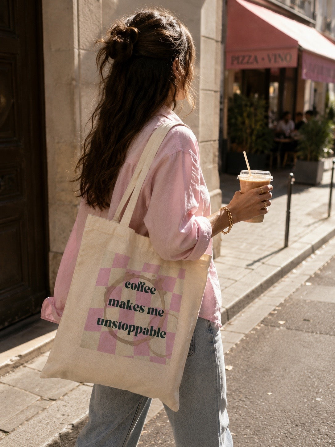 Tote Bag Coffee Makes Me Unstoppable – Rose